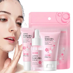 Face Skin Care Set Cleanser Sakura Essence Cream Moisturizing Whitening &
