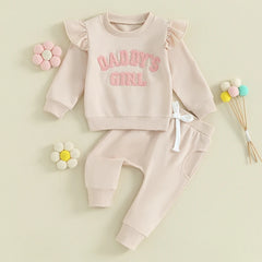Lioraitiin 0-3Y Baby Girl Clothes Daddys Girl Long Sleeve Crewneck