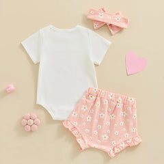 Lioraitiin Newborn Baby Girl Summer Outfits Daddy’s Girl Short Sleeve Romper