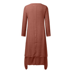 Women Elegant Linen White Dresses Bohemia Layering Vintage Robe Long