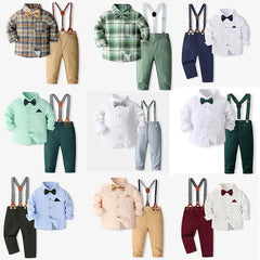 Baby Boy Clothing Sets Infants Newborn Boy Clothes Long Sleeve Tops+Vest+Hat+Overalls