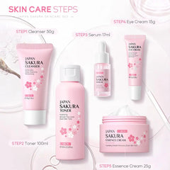 5/6pcs Sakura Skin Care Sets Face Cream Serum Toner Facial Cleanser Sunscreen