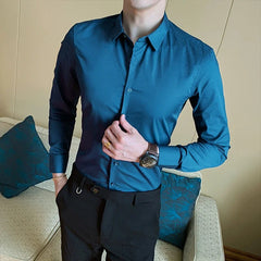 7 Colors Men's Business Casual Shirts Long Sleeve Slim Fit Fashion Dress Shirts