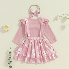Adorable Baby Girls Winter Outfit Set with Knit Sweater Plaid Skirt and Matching