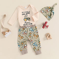Lioraitiin 0-18M Baby Boy Fall Outfit Letter Print Long Sleeve Romper