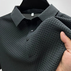 Summer New Men's Lop-up Hollow Short-sleeved Polo Tee Shirt Ice Silk Breathable