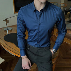 7 Colors Men's Business Casual Shirts Long Sleeve Slim Fit Fashion Dress Shirts