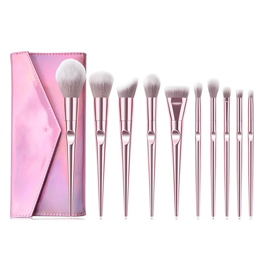 10 Pcs Professional Makeup Brushes Set With Bag Foundation Eyebrow Eyeshadow