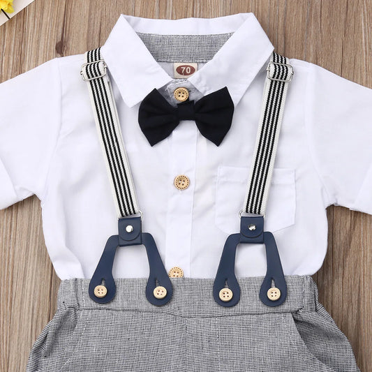 Toddler Boys Formal Wear Set Baby Gentleman Tuxedo Outfit with Short