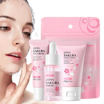 Face Skin Care Set Cleanser Sakura Essence Cream Moisturizing Whitening &