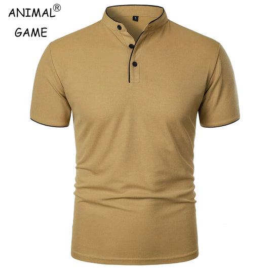 Summer Men's Short Sleeve Collar Tshirts New Solid Color Casual Polo Shirt Trendy