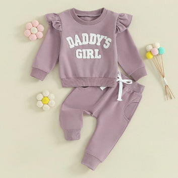 Lioraitiin 0-3Y Baby Girl Clothes Daddys Girl Long Sleeve Crewneck