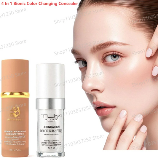 4 In 1 Bionic Color Changing Concealer Foundation Moisturizing Lightweight