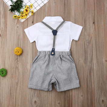 Toddler Boys Formal Wear Set Baby Gentleman Tuxedo Outfit with Short