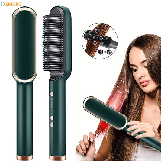 3-in-1 Straightening Comb Heated Hair Brush,Hair Straightener Brush Negative